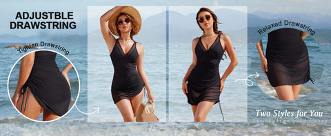 Slimming Mesh Sheer Sarong Wraps Bathing Suit