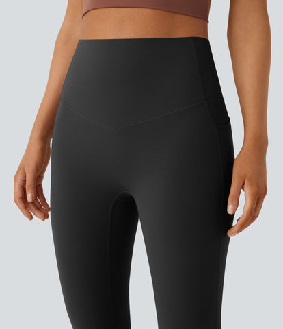 High Waisted Tummy Control Pocket Shaping Yoga Bootcut Leggings