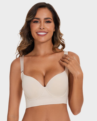 Curvyify Full-Coverage Smooth Back Bra for Women-2Pcs Black+Beige