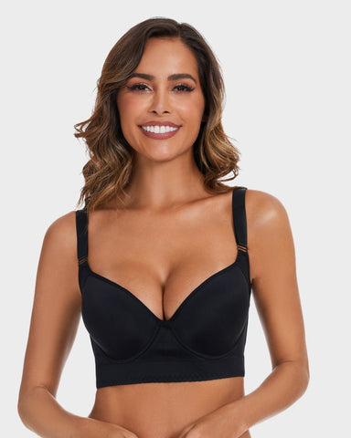 Curvyify Full-Coverage Smooth Back Bra for Women-2Pcs Black+Beige
