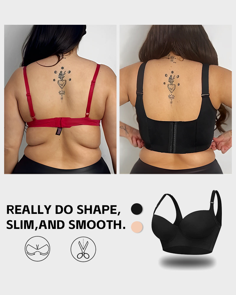 Curvyify Full-Coverage Smooth Back Bra for Women-2Pcs Black+Beige