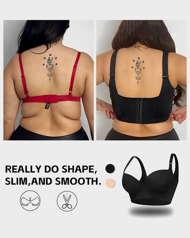 Curvyify Full-Coverage Smooth Back Bra for Women-2Pcs Black+Beige