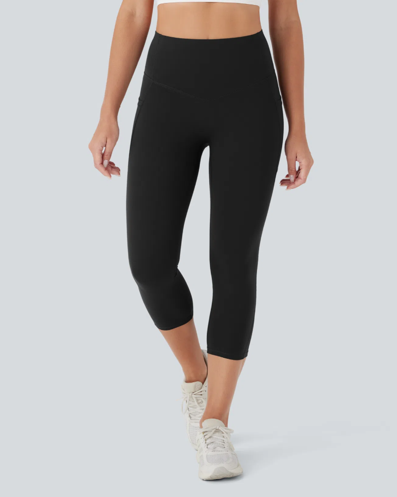 ⚡Flash Sale⚡High Waist Capri Leggings with Tummy Control and Pockets