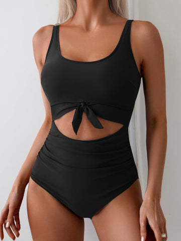 ⚡Flash Sale⚡ Women's One Piece Tummy Control Cut Out Tie Knot Swimsuit