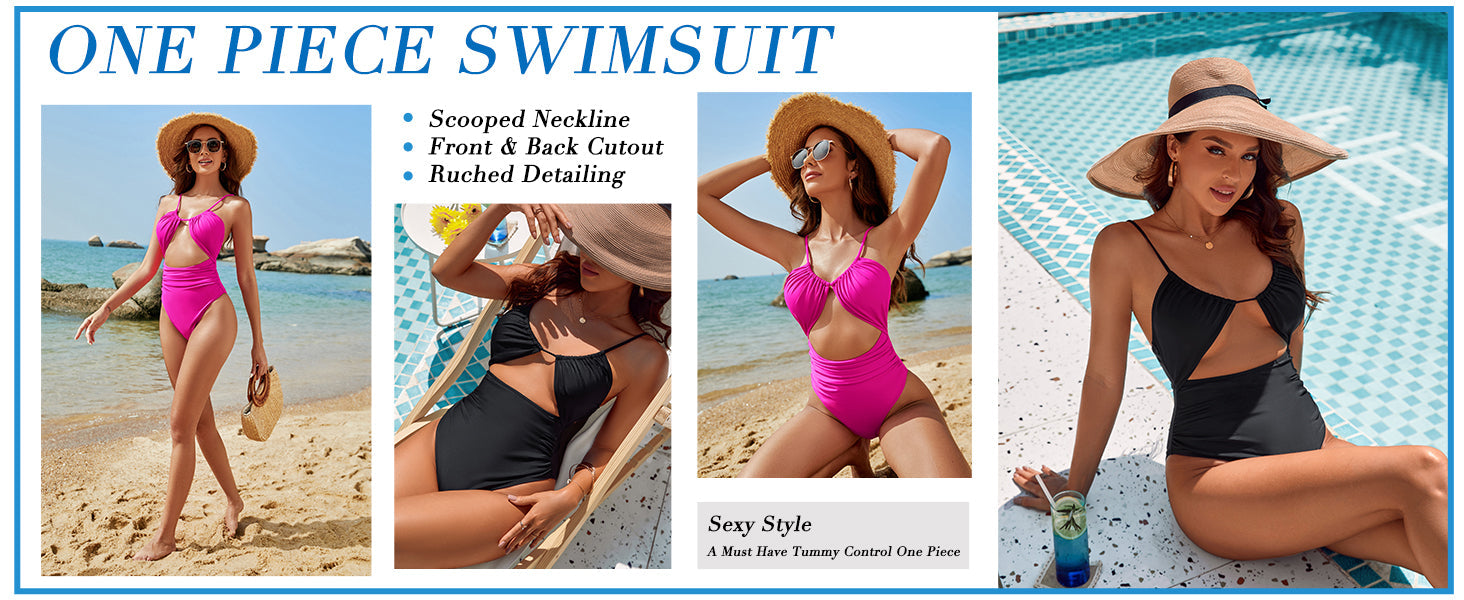 Women's One Piece Flattering Cheeky High Cut Out Cute Swimsuit