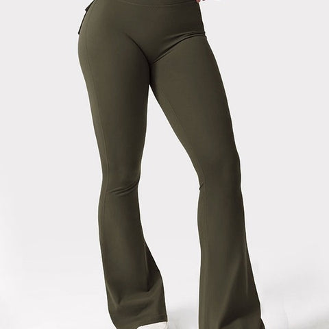 Flared Leggings With Pockets Butt Lifting Exercise Pants