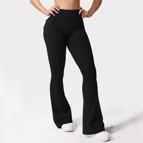 Flared Leggings With Pockets Butt Lifting Exercise Pants
