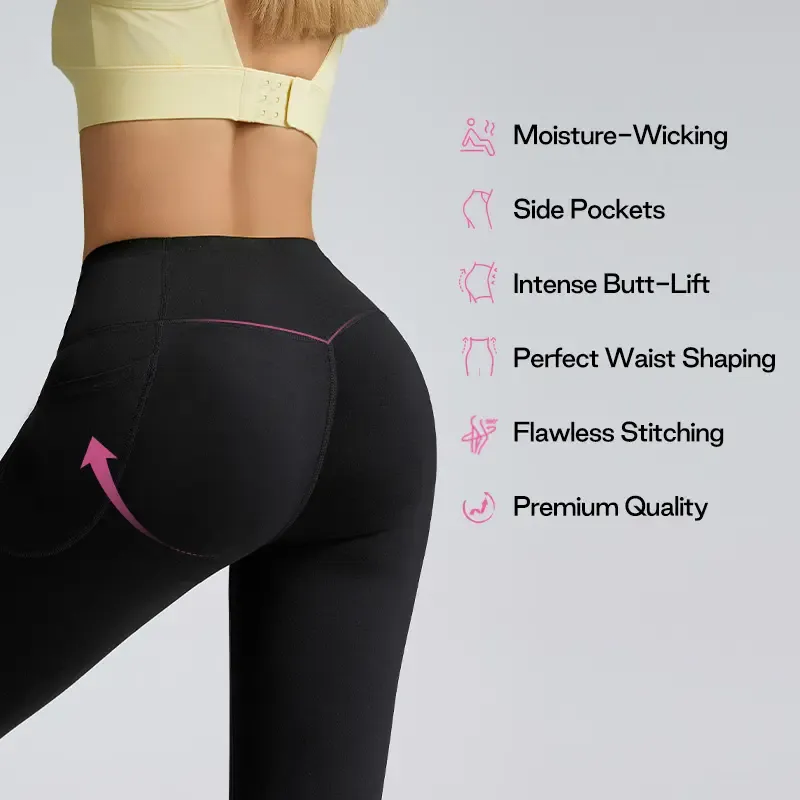 🔥Flash Sale🔥 High Waisted Butt Lifting Tummy Control Side Pocket Shaping Training Leggings