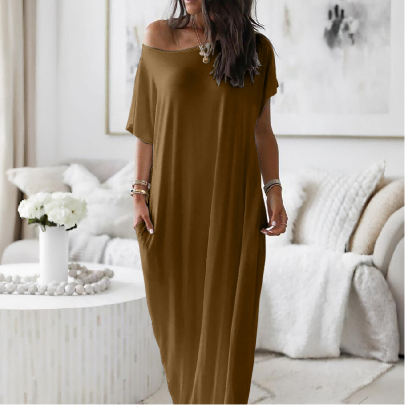 Off-Shoulder Batwing Sleeve Maxi Dress