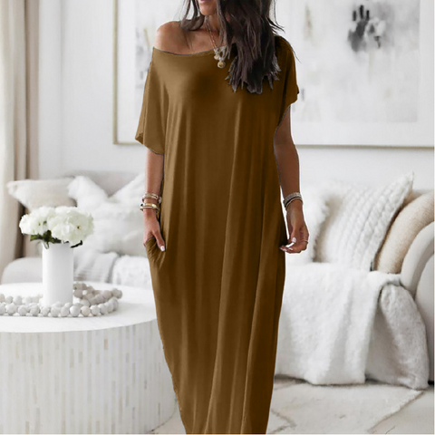 Off-Shoulder Batwing Sleeve Maxi Dress