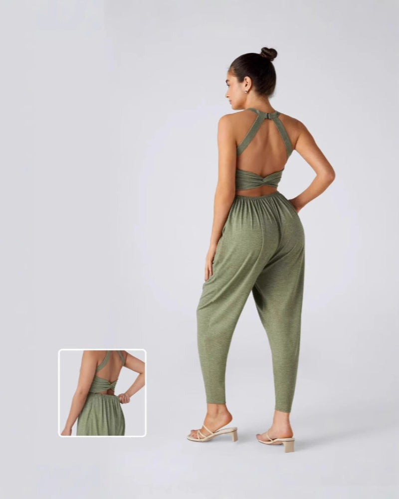 U Neck Pocket Harem Casual Jumpsuit-Easy Peezy Edition