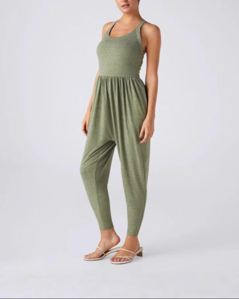 U Neck Pocket Harem Casual Jumpsuit-Easy Peezy Edition