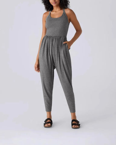 U Neck Pocket Harem Casual Jumpsuit-Easy Peezy Edition
