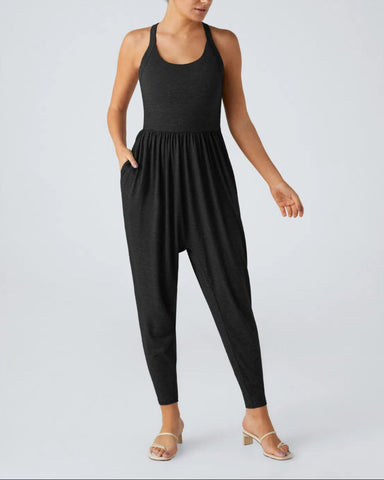 U Neck Pocket Harem Casual Jumpsuit-Easy Peezy Edition