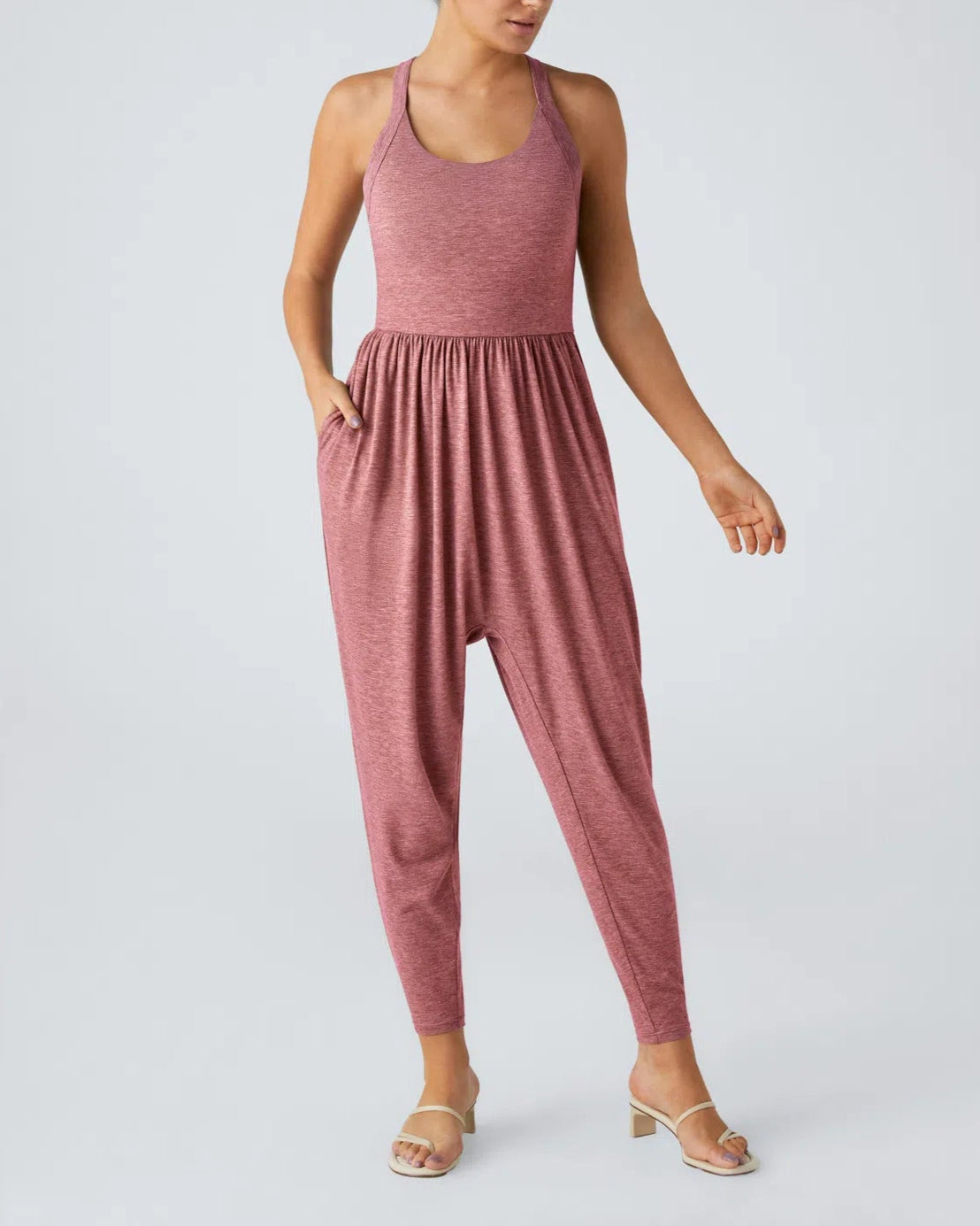 U Neck Pocket Harem Casual Jumpsuit-Easy Peezy Edition