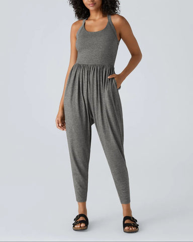 U Neck Pocket Harem Casual Jumpsuit-Easy Peezy Edition