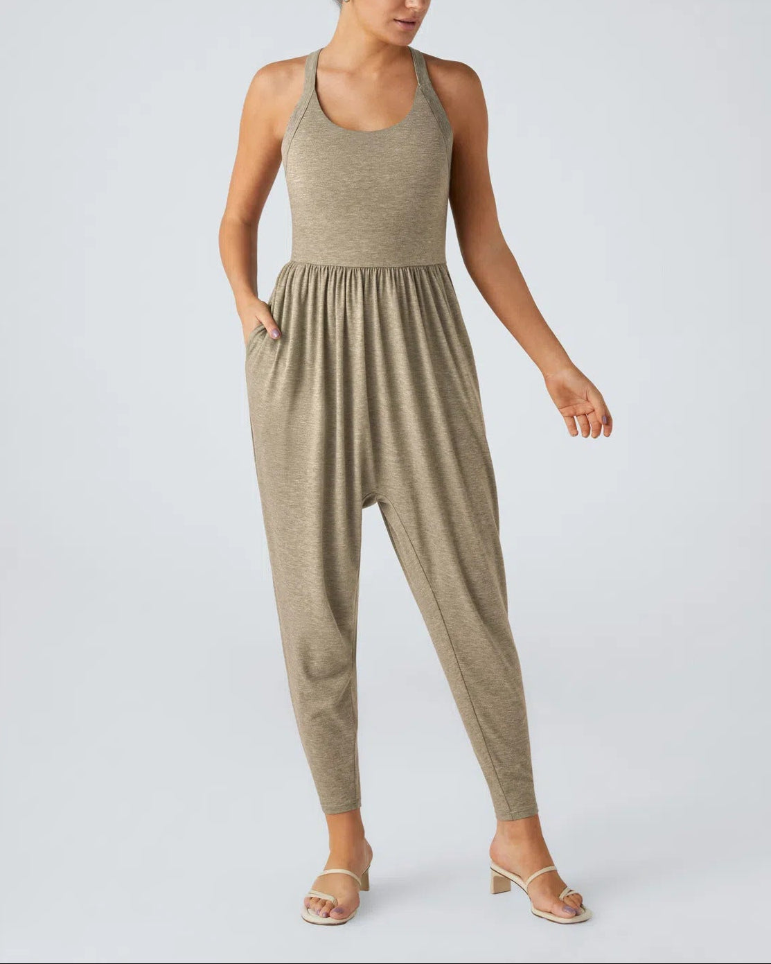 U Neck Pocket Harem Casual Jumpsuit-Easy Peezy Edition