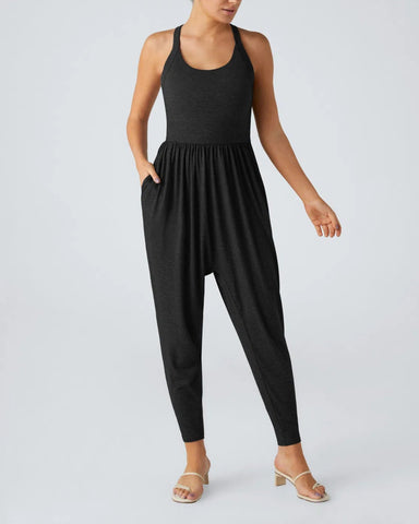 U Neck Pocket Harem Casual Jumpsuit-Easy Peezy Edition