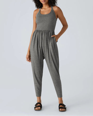 U Neck Pocket Harem Casual Jumpsuit-Easy Peezy Edition