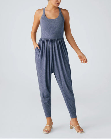 U Neck Pocket Harem Casual Jumpsuit-Easy Peezy Edition