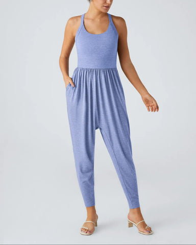 U Neck Pocket Harem Casual Jumpsuit-Easy Peezy Edition