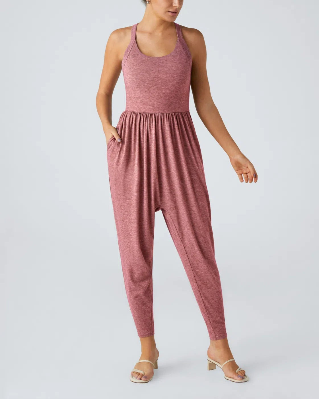 U Neck Pocket Harem Casual Jumpsuit-Easy Peezy Edition