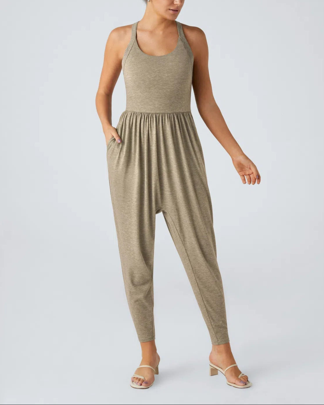 U Neck Pocket Harem Casual Jumpsuit-Easy Peezy Edition