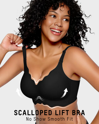 Seamless Scalloped Bras for Women Wireless Push Up Bra