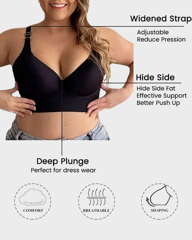 Curvyify Full-Coverage Smooth Back Bra for Women-2Pcs Black+Beige