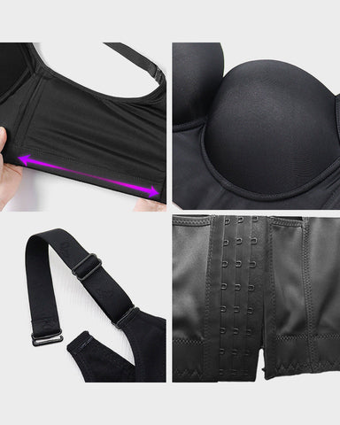 Curvyify Full-Coverage Smooth Back Bra for Women-2Pcs Black+Beige
