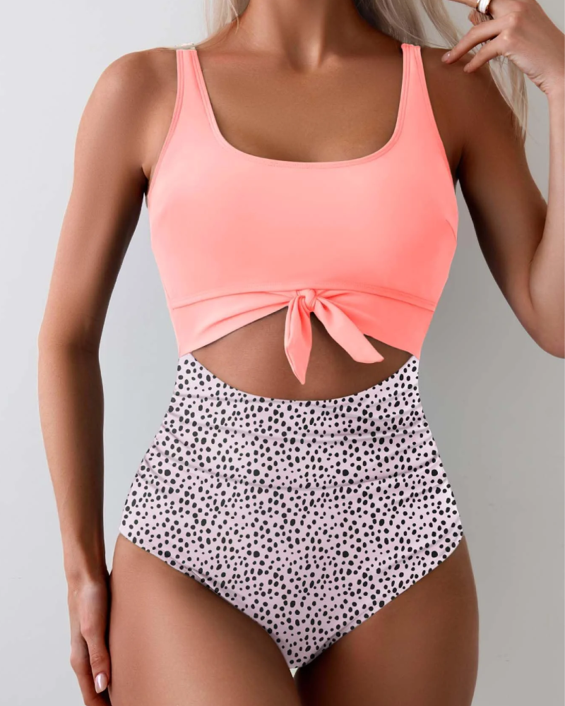 ⚡Flash Sale⚡ Women's One Piece Tummy Control Cut Out Tie Knot Swimsuit