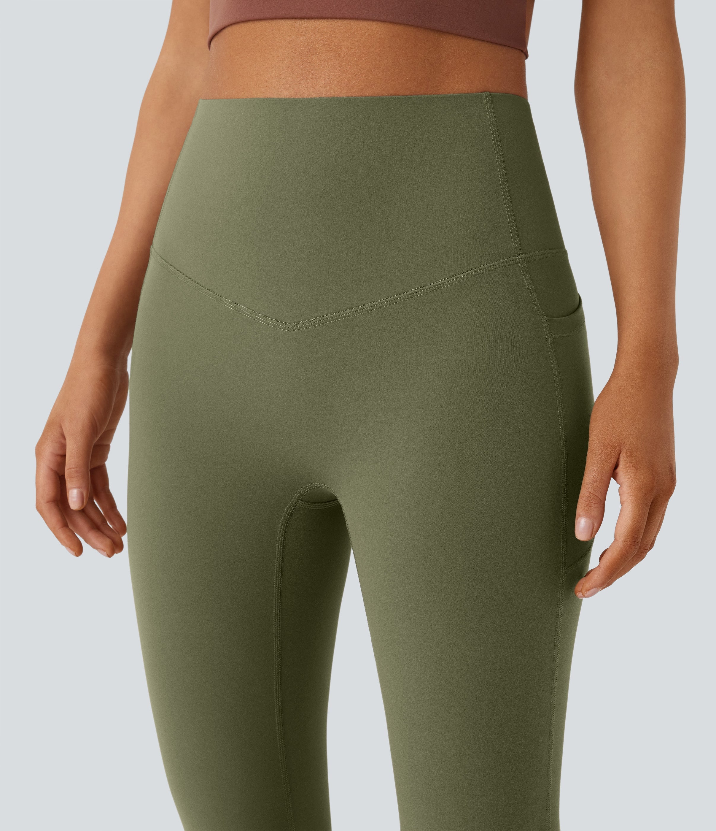 High Waisted Tummy Control Pocket Shaping Yoga Bootcut Leggings
