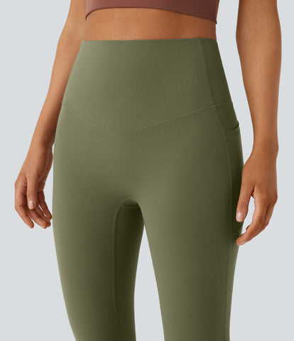 High Waisted Tummy Control Pocket Shaping Yoga Bootcut Leggings