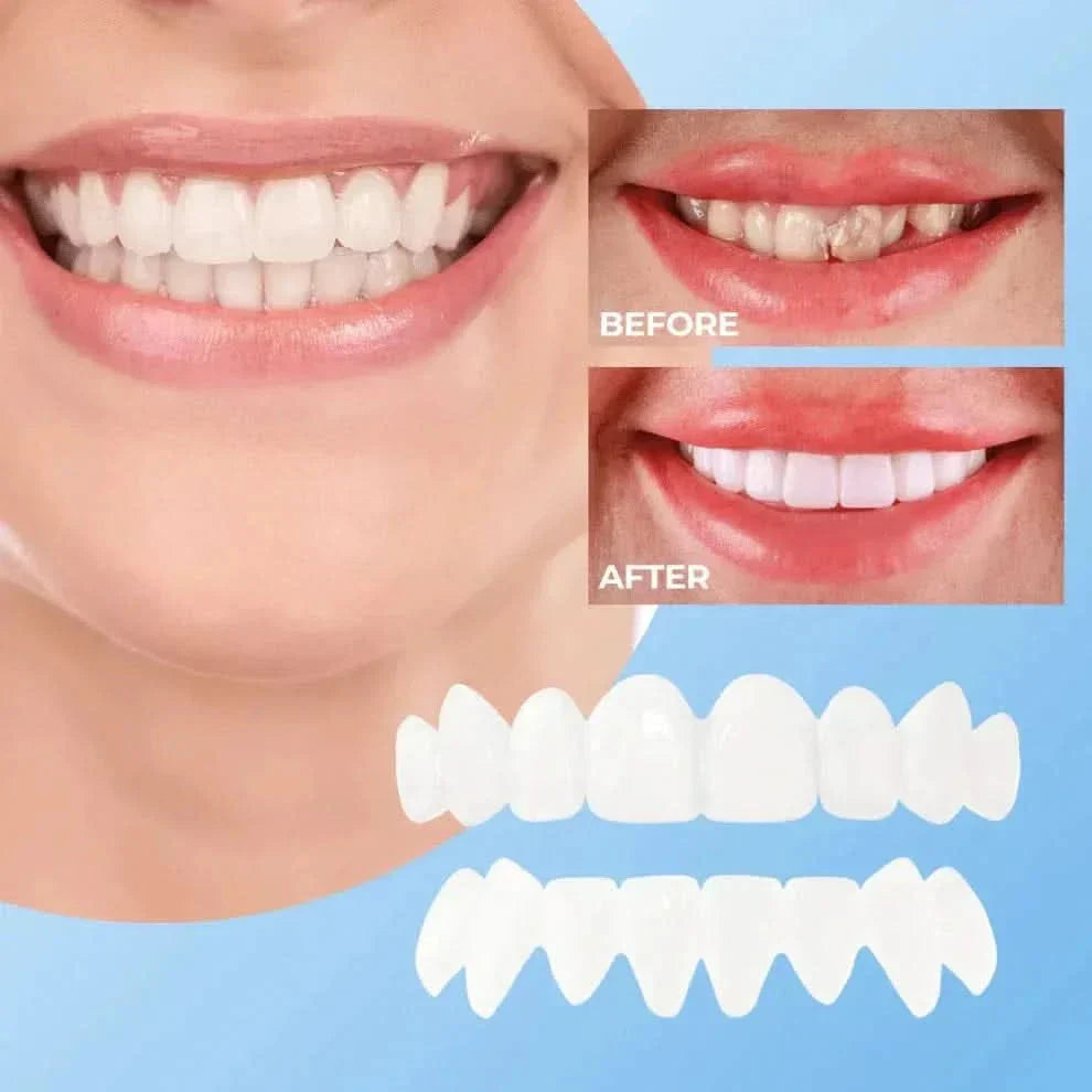 Snap-on Teeth Perfect Smile Cosmetic Teeth Veneers Fake Teeth Top and Bottom for Men and Women