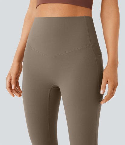 High Waisted Tummy Control Pocket Shaping Yoga Bootcut Leggings