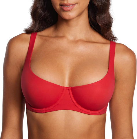Women's Unlined Balconette Bra Underwire Supportive Plus Size Smooth Scoop Neck