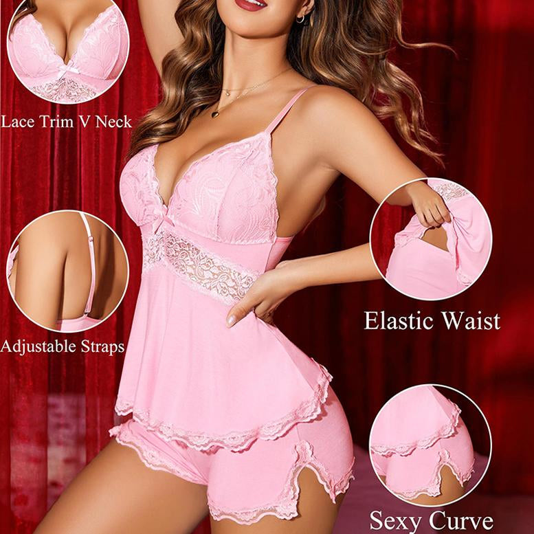 Curvyify Lace Nightwear Pajamas Lounge Sets