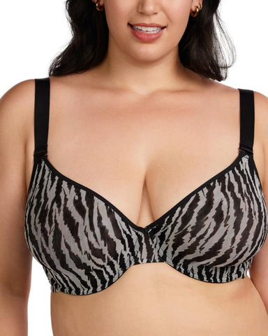Zebra Wild Unlined Blue Underwire Mesh Bra Set