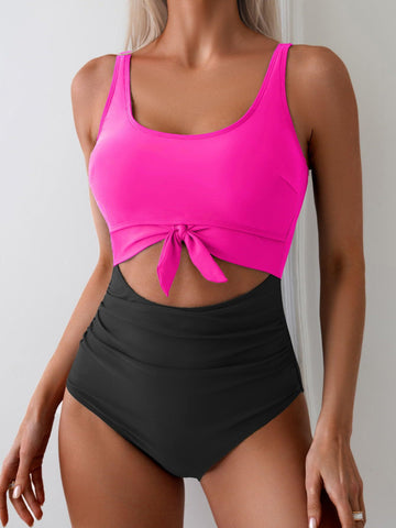 ⚡Flash Sale⚡ Women's One Piece Tummy Control Cut Out Tie Knot Swimsuit
