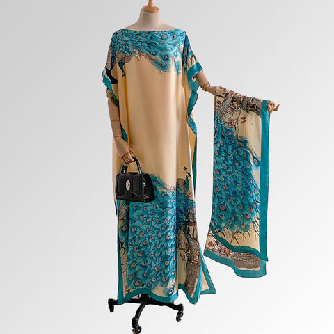 Women's Beach Silk-Like Scarf Blouse - Brocade, Sunscreen Shawl