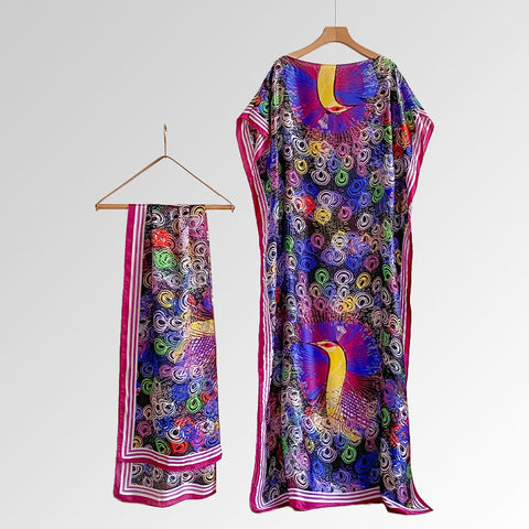 Women's Beach Silk-Like Scarf Blouse - Brocade, Sunscreen Shawl