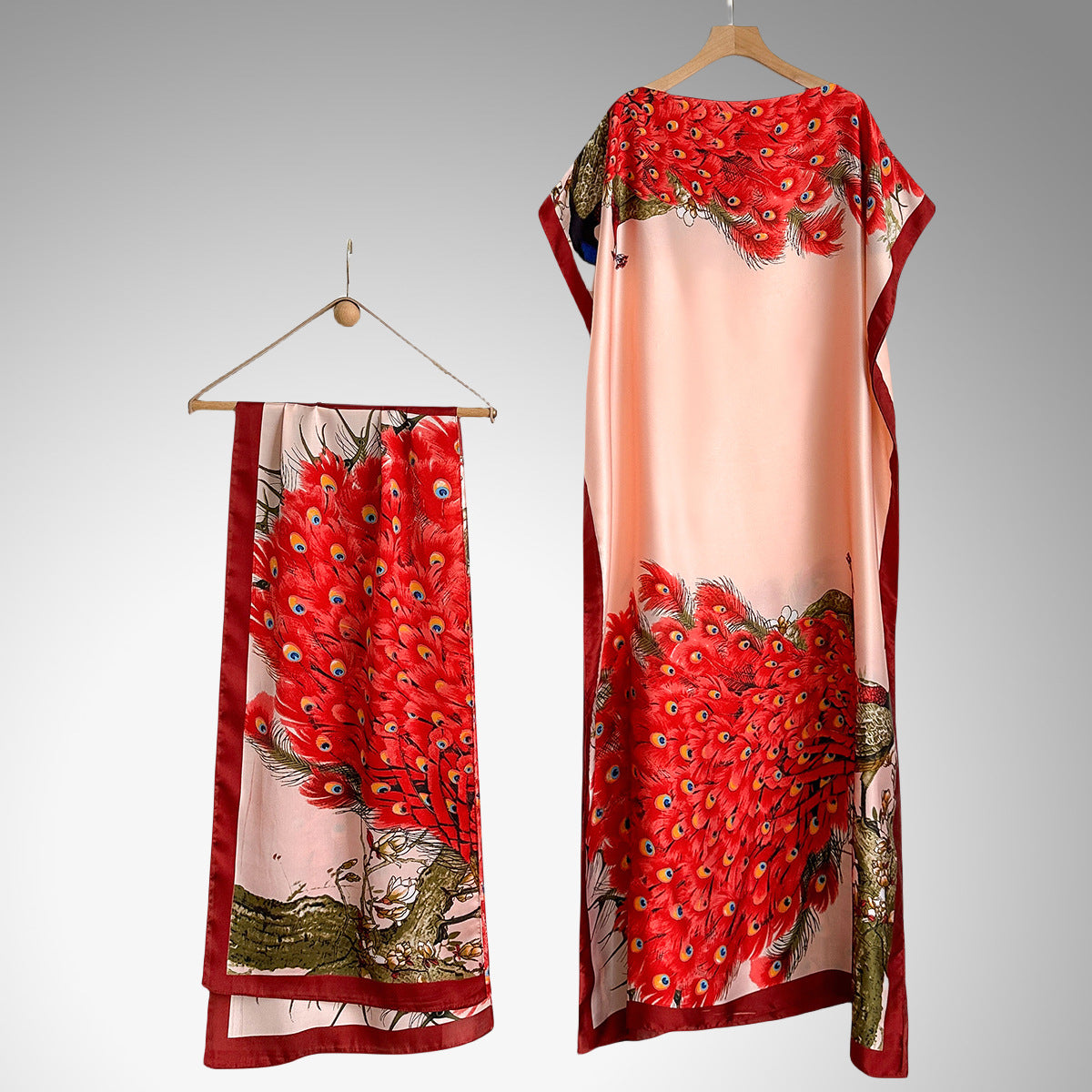 Women's Beach Silk-Like Scarf Blouse - Brocade, Sunscreen Shawl