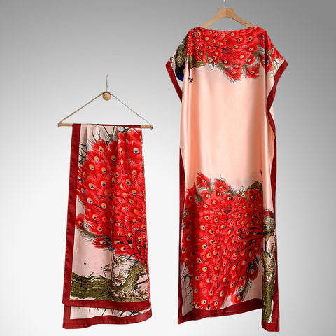 Women's Beach Silk-Like Scarf Blouse - Brocade, Sunscreen Shawl