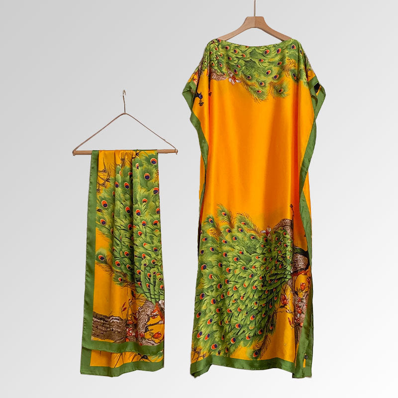 Women's Beach Silk-Like Scarf Blouse - Brocade, Sunscreen Shawl