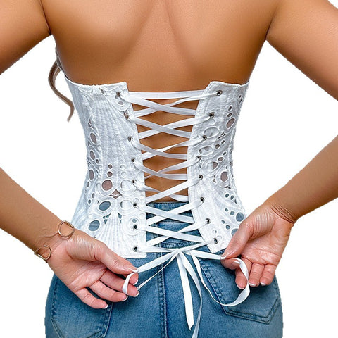 Curvyify Women's Lace Up Shapewear Tube Top Tummy Control Shapewear for Women