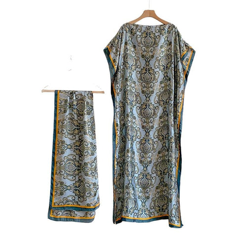 Women's Beach Silk-Like Scarf Blouse - Brocade, Sunscreen Shawl