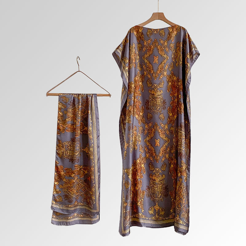 Women's Beach Silk-Like Scarf Blouse - Brocade, Sunscreen Shawl