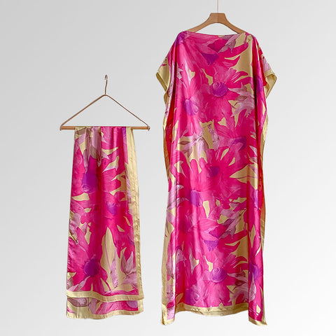 Women's Beach Silk-Like Scarf Blouse - Brocade, Sunscreen Shawl