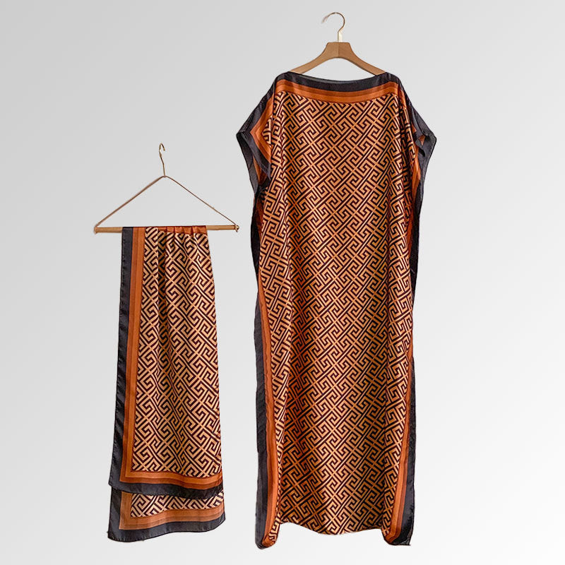 Women's Beach Silk-Like Scarf Blouse - Brocade, Sunscreen Shawl