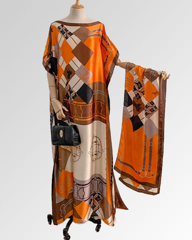 Women's Beach Silk-Like Scarf Blouse - Brocade, Sunscreen Shawl